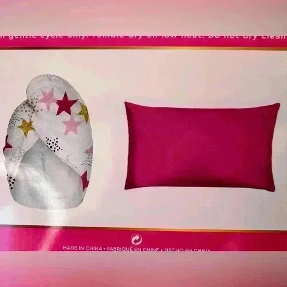 Satin Hot Pink Pillowcase & Star Print Microfiber Hair Towel Arcadia Beauty NEW - Picture 8 of 8